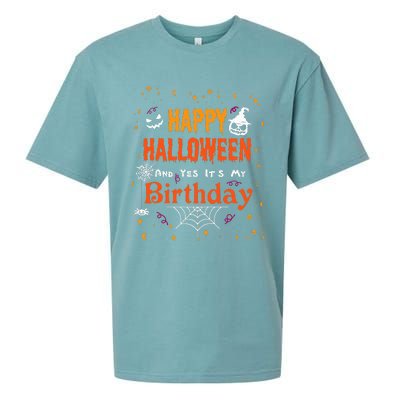 Happy Halloween And Yes Its My Birthday Fun Party Halloween Sueded Cloud Jersey T-Shirt