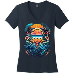 Hawaii Hawaiian Ai Designs Women's V-Neck T-Shirt