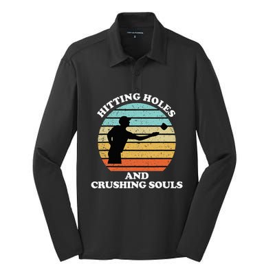 Hitting Holes And Crushing Souls Silk Touch Performance Long Sleeve Polo