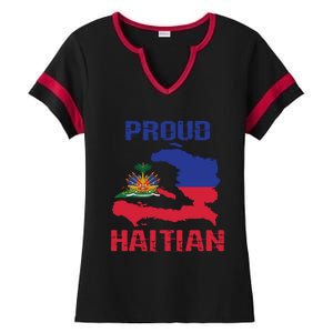 Haiti Haitian America Flag Love Proud Ayiti Country Melanin Great Gift Ladies Halftime Notch Neck Tee