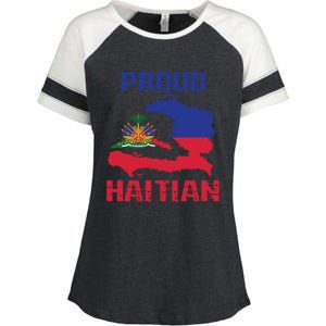 Haiti Haitian America Flag Love Proud Ayiti Country Melanin Great Gift Enza Ladies Jersey Colorblock Tee