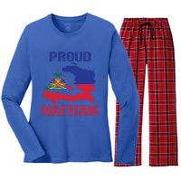 Haiti Haitian America Flag Love Proud Ayiti Country Melanin Great Gift Women's Long Sleeve Flannel Pajama Set 