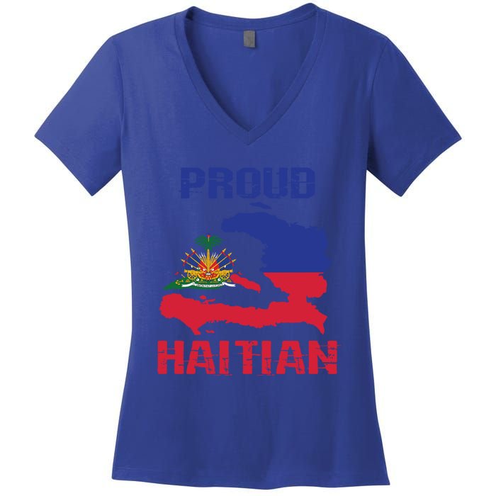 Haiti Haitian America Flag Love Proud Ayiti Country Melanin Great Gift Women's V-Neck T-Shirt