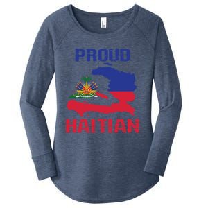 Haiti Haitian America Flag Love Proud Ayiti Country Melanin Great Gift Women's Perfect Tri Tunic Long Sleeve Shirt