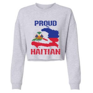 Haiti Haitian America Flag Love Proud Ayiti Country Melanin Great Gift Cropped Pullover Crew