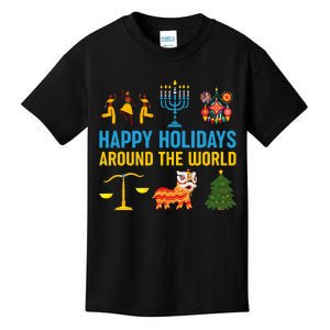 Happy Holidays Around The World Multicultural Celebration Kids T-Shirt