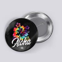 Hawaii Hawaiian Aloha Beaches Hibiscus Flowers Button