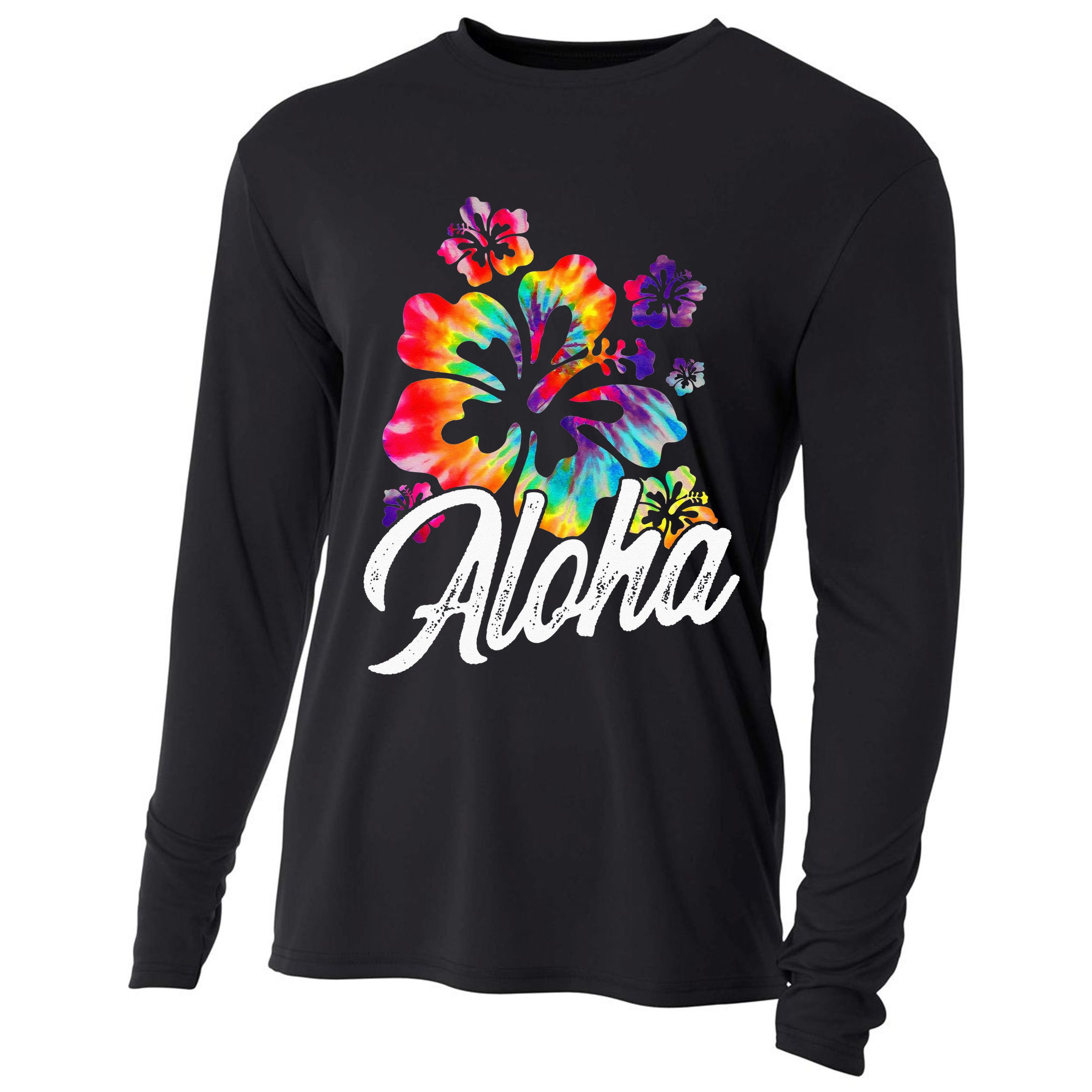 Hawaii Hawaiian Aloha Beaches Hibiscus Flowers Cooling Performance Long Sleeve Crew