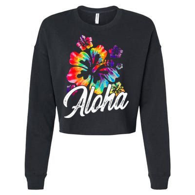Hawaii Hawaiian Aloha Beaches Hibiscus Flowers Cropped Pullover Crew