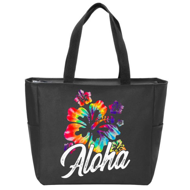 Hawaii Hawaiian Aloha Beaches Hibiscus Flowers Zip Tote Bag