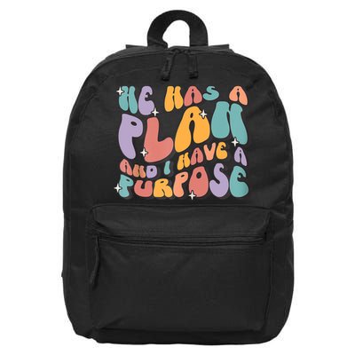 He Has A Plan And I Have A Purpose Christian Men Women 16 in Basic Backpack