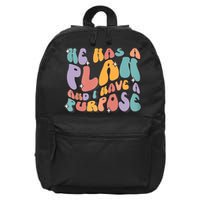 He Has A Plan And I Have A Purpose Christian Men Women 16 in Basic Backpack