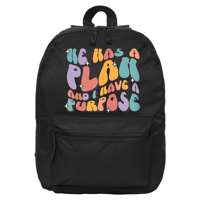 He Has A Plan And I Have A Purpose Christian Men Women 16 in Basic Backpack
