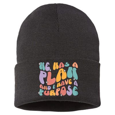 He Has A Plan And I Have A Purpose Christian Men Women Sustainable Knit Beanie