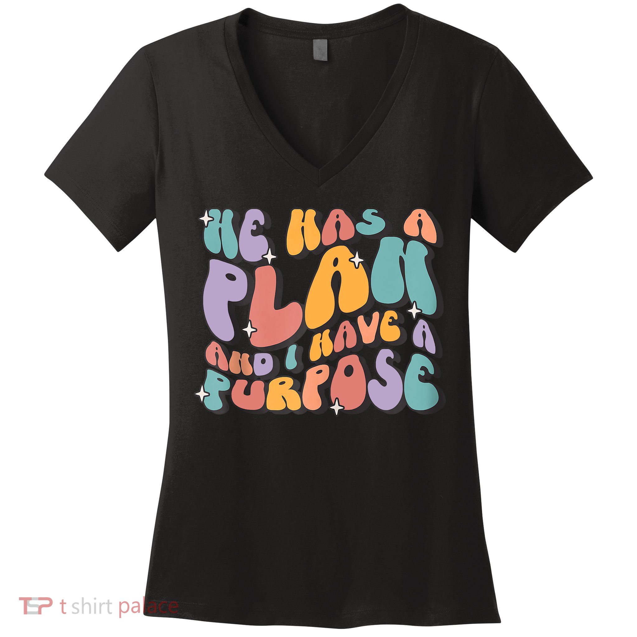 He Has A Plan And I Have A Purpose Christian Men Women Women's V-Neck T-Shirt