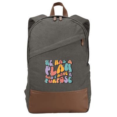 He Has A Plan And I Have A Purpose Christian Men Women Cotton Canvas Backpack