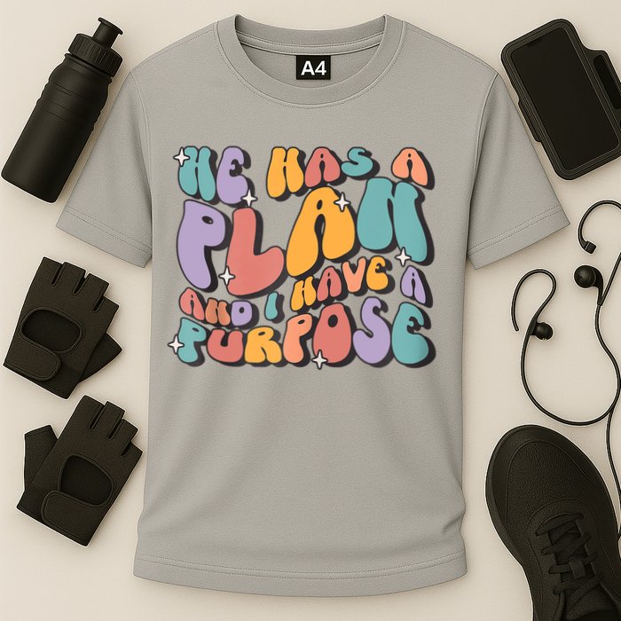 He Has A Plan And I Have A Purpose Christian Men Women Cooling Performance Crew T-Shirt