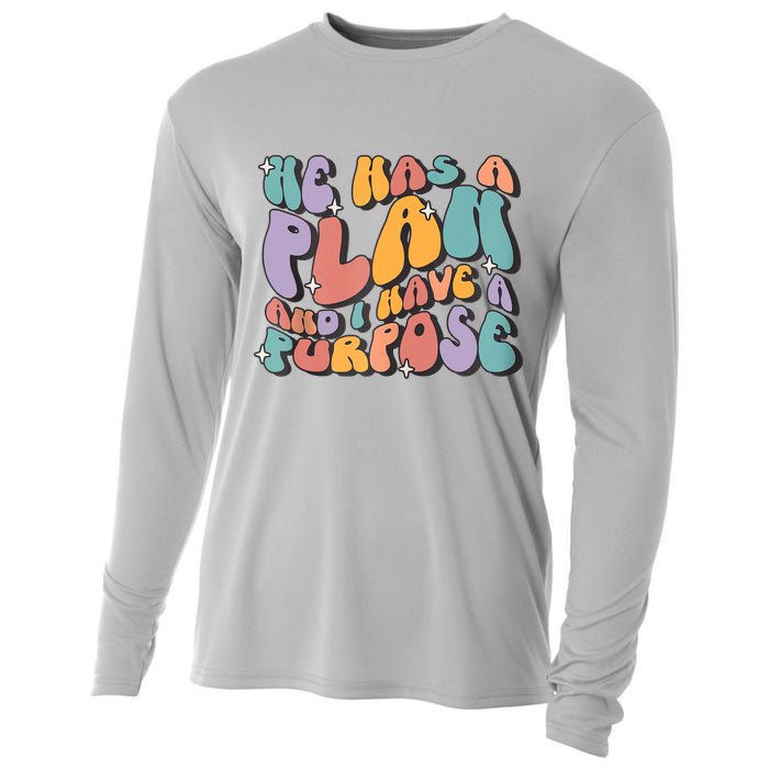 He Has A Plan And I Have A Purpose Christian Men Women Cooling Performance Long Sleeve Crew