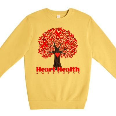 Heart Health Awareness Red Ribbon Heart Tree Premium Crewneck Sweatshirt