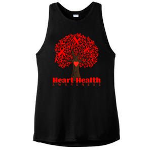 Heart Health Awareness Red Ribbon Heart Tree Ladies PosiCharge Tri-Blend Wicking Tank