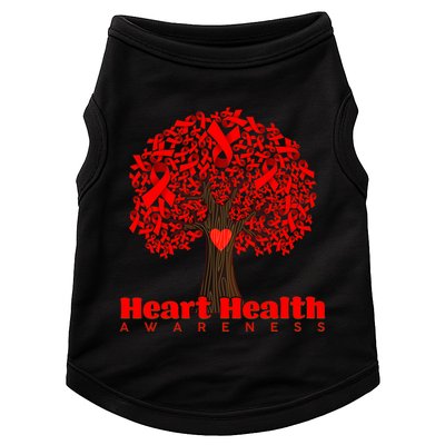 Heart Health Awareness Red Ribbon Heart Tree Doggie Tank