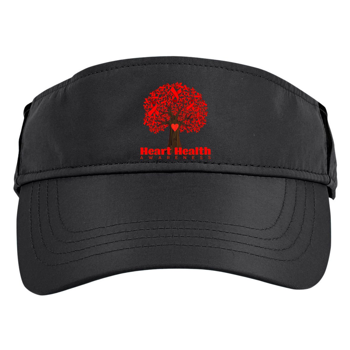 Heart Health Awareness Red Ribbon Heart Tree Adult Drive Performance Visor