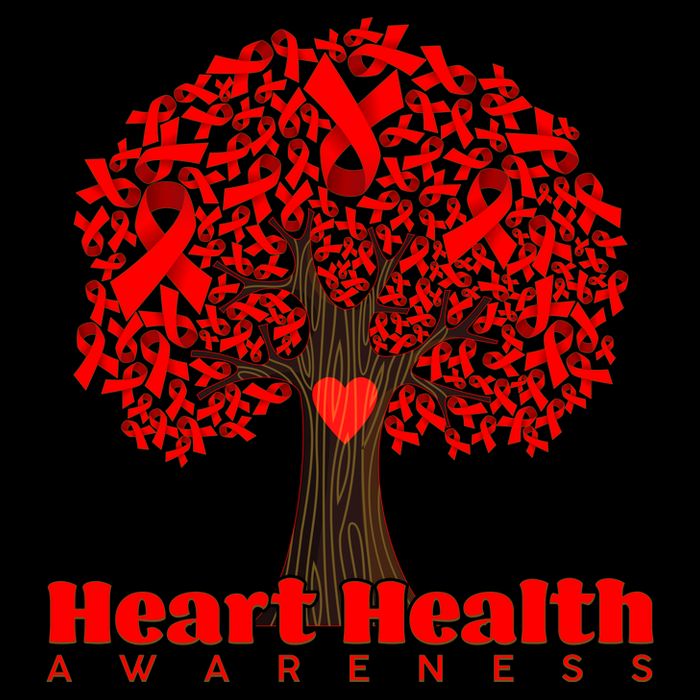 Heart Health Awareness Red Ribbon Heart Tree Drawstring Bag