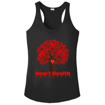 Heart Health Awareness Red Ribbon Heart Tree Ladies PosiCharge Competitor Racerback Tank