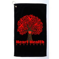 Heart Health Awareness Red Ribbon Heart Tree Golf Towel