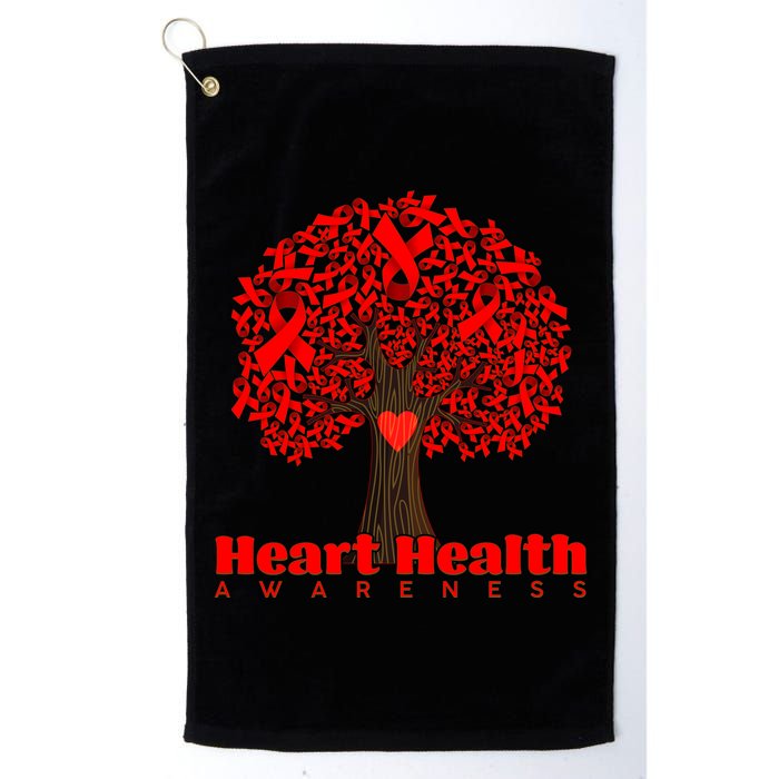 Heart Health Awareness Red Ribbon Heart Tree Golf Towel