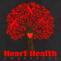 Heart Health Awareness Red Ribbon Heart Tree Golf Towel