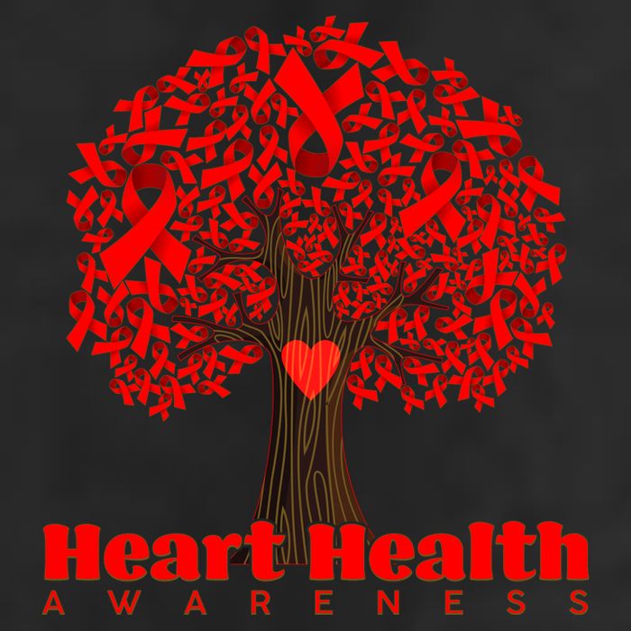 Heart Health Awareness Red Ribbon Heart Tree Golf Towel