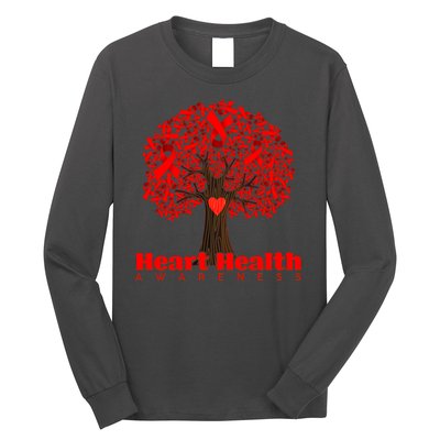 Heart Health Awareness Red Ribbon Heart Tree Long Sleeve Shirt