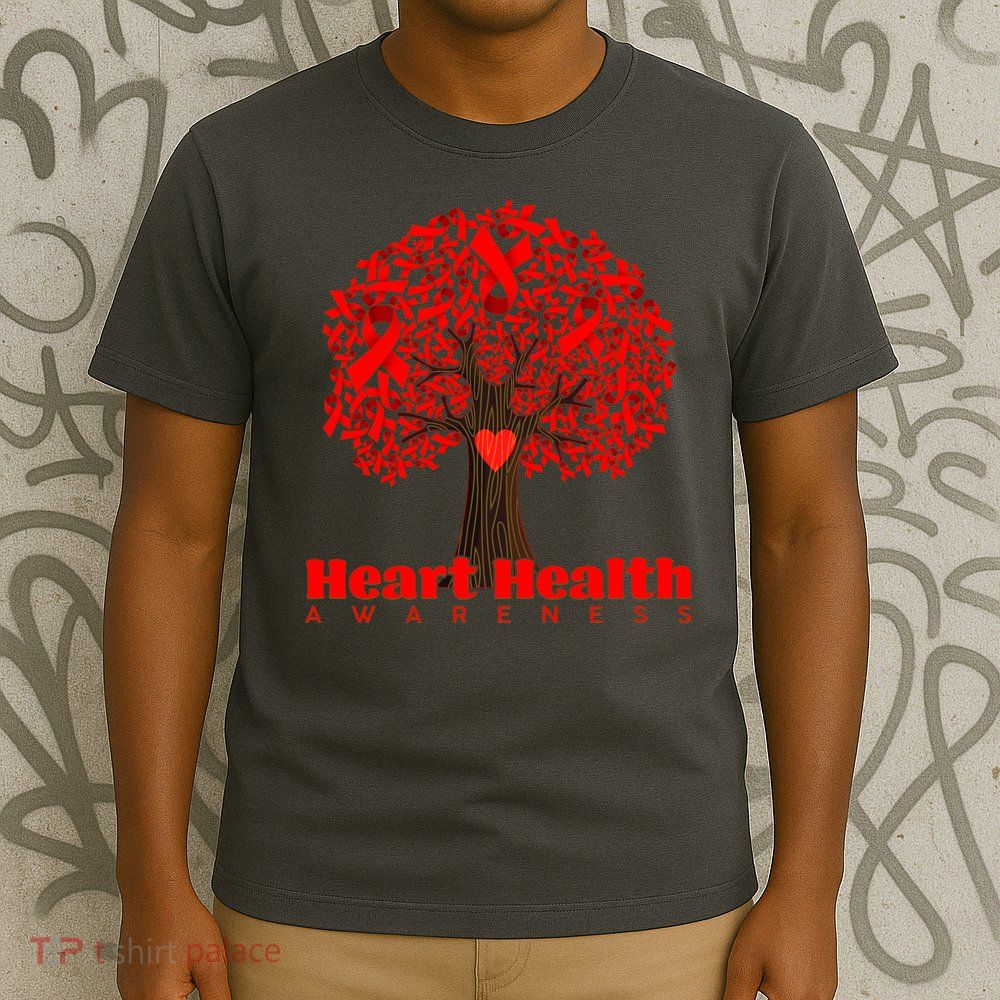 Heart Health Awareness Red Ribbon Heart Tree T-Shirt