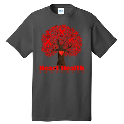 Heart Health Awareness Red Ribbon Heart Tree Tall T-Shirt