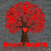 Heart Health Awareness Red Ribbon Heart Tree Button