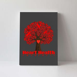 Heart Health Awareness Red Ribbon Heart Tree Canvas