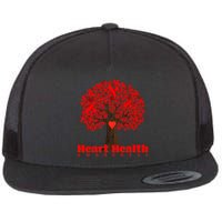 Heart Health Awareness Red Ribbon Heart Tree Flatbill Hat
