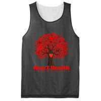 Heart Health Awareness Red Ribbon Heart Tree Mesh Reversible Basketball Jersey Tank