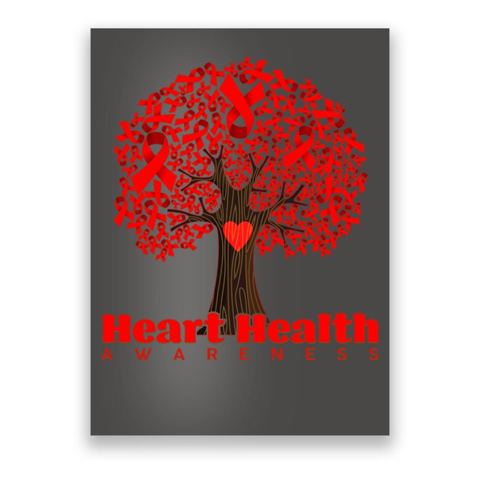 Heart Health Awareness Red Ribbon Heart Tree Poster