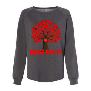 Heart Health Awareness Red Ribbon Heart Tree Womens California Wash Sweatshirt