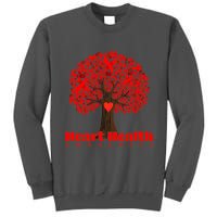 Heart Health Awareness Red Ribbon Heart Tree Tall Sweatshirt