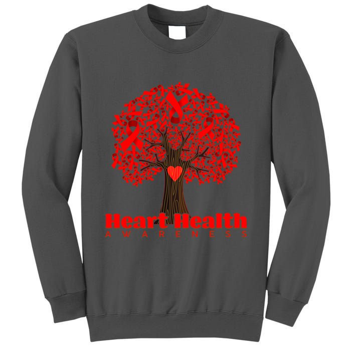 Heart Health Awareness Red Ribbon Heart Tree Tall Sweatshirt