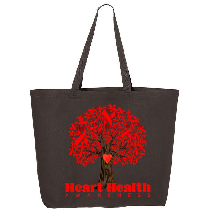 Heart Health Awareness Red Ribbon Heart Tree 25L Jumbo Tote