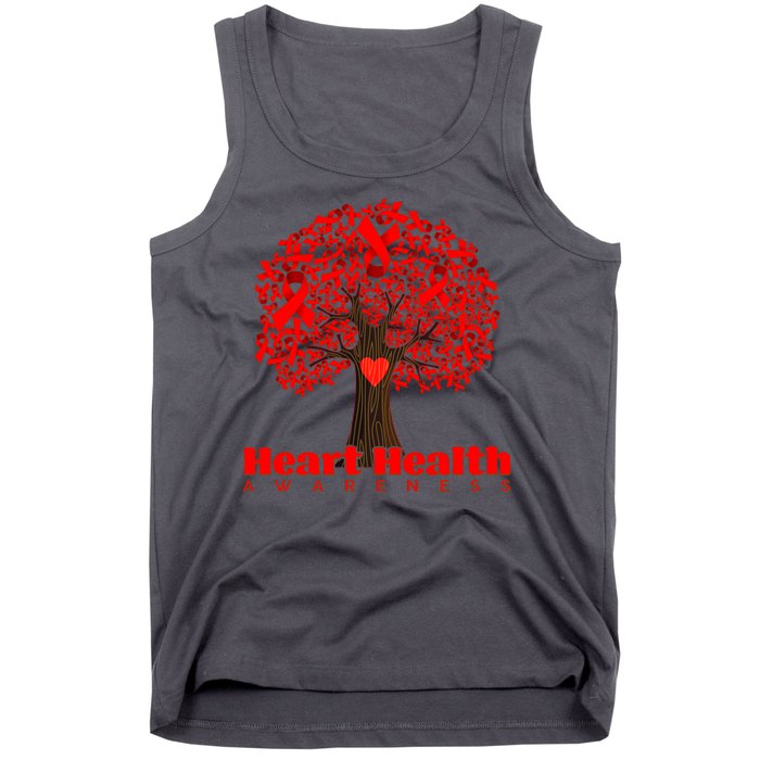 Heart Health Awareness Red Ribbon Heart Tree Tank Top