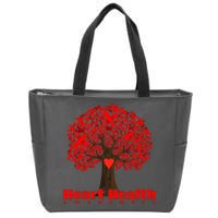 Heart Health Awareness Red Ribbon Heart Tree Zip Tote Bag