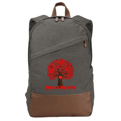 Heart Health Awareness Red Ribbon Heart Tree Cotton Canvas Backpack