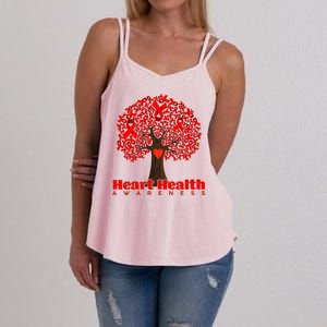 Heart Health Awareness Red Ribbon Heart Tree Women's Strappy Tank