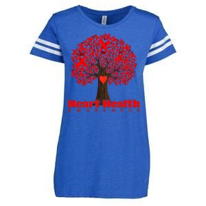 Heart Health Awareness Red Ribbon Heart Tree Enza Ladies Jersey Football T-Shirt