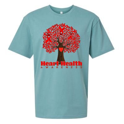 Heart Health Awareness Red Ribbon Heart Tree Sueded Cloud Jersey T-Shirt